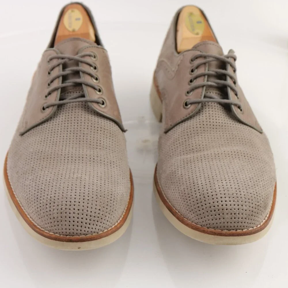 Johnston Murphy Mens Campton Saddle Oxford Size 9.5 M Tan Perf Suede Dress Shoes